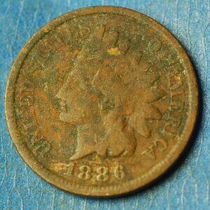 🌟1886 Indian Head Cent Penny 1c Lot w1207🌟TYPE 2 Variety coin!!